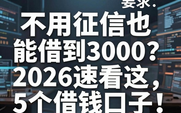 不用征信也能借到3000?2026速看这5个借钱口子!