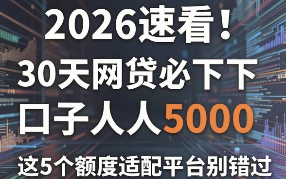 2026速看!30天网贷必下口子人人5000,这5个额度适配平台别错过