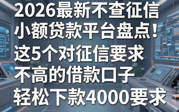 2026最新不查征信小额贷款平台盘点！这5个对征信要求不高的借款口子，轻松下款4000