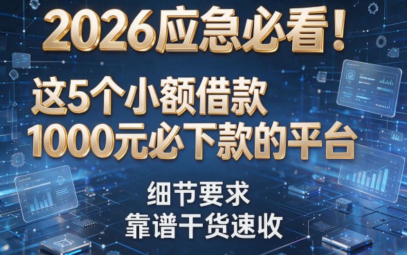 2026应急必看！这5个小额借款1000元必下款的平台，靠谱干货速收！