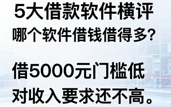 5大借款软件横评：哪个软件借钱借得多？借5000元门槛低、对收入要求还不高！