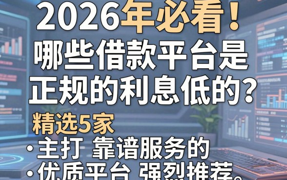2026年必看!哪些借款平台是正规的利息低的?精选5家主打靠谱服务的优质平台强烈推荐