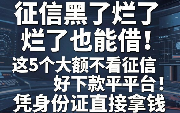 征信黑了烂了也能借!这5个大额不看征信好下款平台,凭身份证直接拿钱