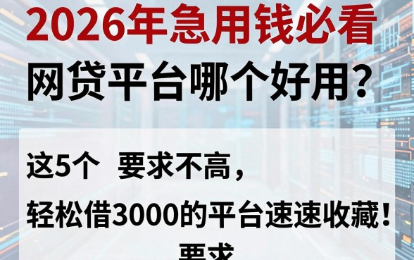 2026年急用钱必看：网贷平台哪个好用？这5个要求不高、轻松借3000的平台速速收藏！