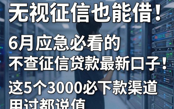 无视征信也能借!6月应急必看的不查征信贷款最新口子,这5个3000必下款渠道用过都说值