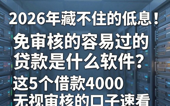2026年藏不住的低息！免审核的容易过的贷款是什么软件？这5个借款4000无视审核的口子速看