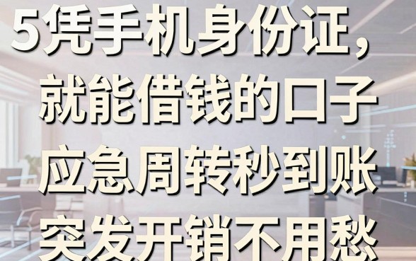 5个凭手机身份证就能借钱的口子，应急周转秒到账，突发开销不用愁