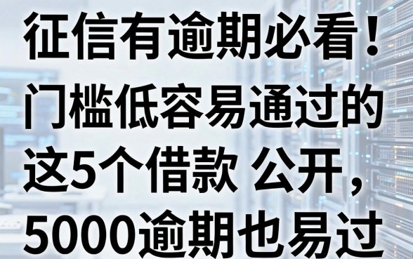 征信有逾期必看!门槛低容易通过的贷款渠道公开,这5个借款5000逾期也易过