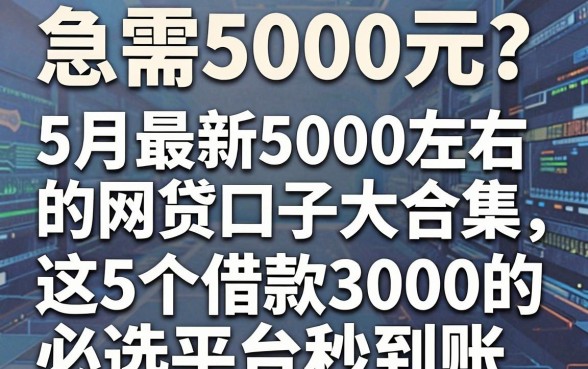 急需5000元?5月最新5000左右的网贷口子大合集,这5个借款3000的必选平台秒到账!