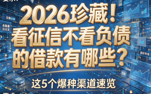 2026珍藏!看征信不看负债的借款有哪些?这5个爆款渠道速览