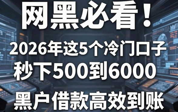 网黑必看!2026年这5个冷门口子秒下500到6000,黑户借款高效到账