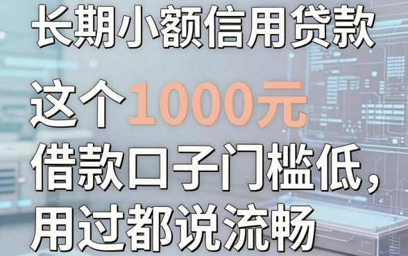 长期小额信用贷款怎么选？这5个1000元借款口子门槛低、用过都说流畅！