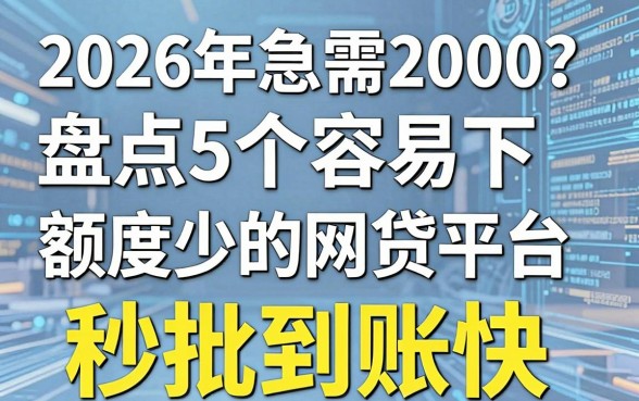 2026年急需2000?盘点5个容易下额度少的网贷平台,秒批到账快!