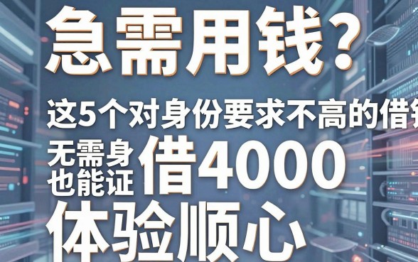 急需用钱?这5个对身份要求不高的借钱平台,无需身份证也能借4000,体验顺心!