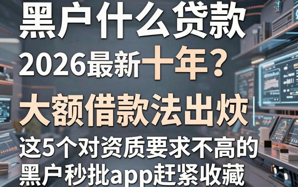 黑户什么贷款可以十年?2026最新大额借款法出炉,这5个对资质要求不高的黑户秒批app赶紧收藏