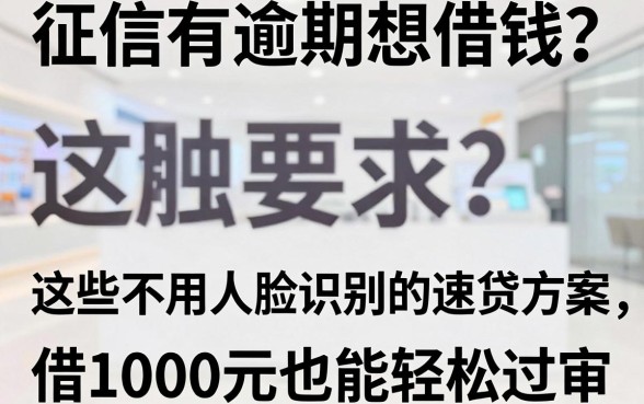 征信有逾期想借钱?这些不用人脸识别的速贷方案,借1000元也能轻松过审!