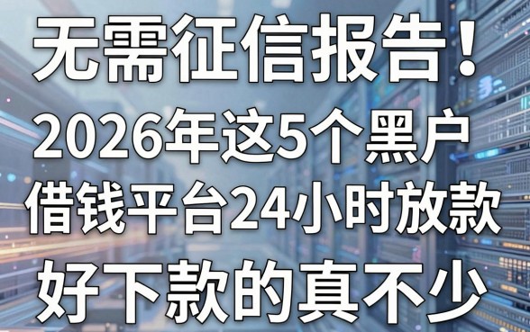 无需征信报告!2026年这5个黑户借钱平台24小时放款,好下款的真不少