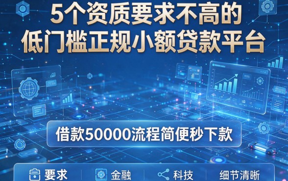 5个资质要求不高的低门槛正规小额贷款平台，借款50000流程简便秒下款