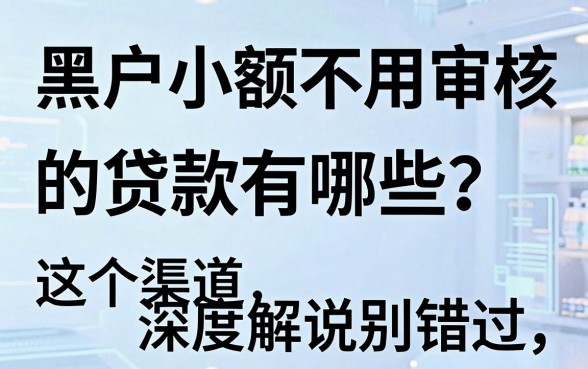黑户小额不用审核的贷款有哪些?这5个渠道深度解说别错过!