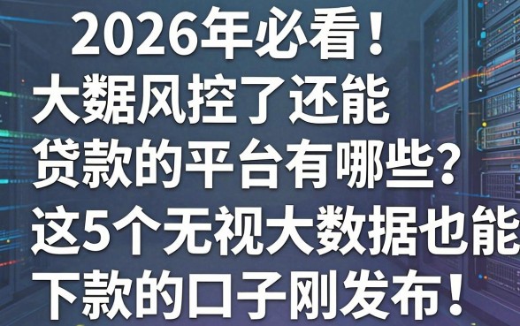 2026年必看!大数据风控了还能贷款的平台有哪些?这5个无视大数据也能下款的口子刚发布!