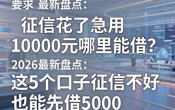 征信花了急用10000元哪里能借?2026最新盘点:这5个口子征信不好也能先借5000