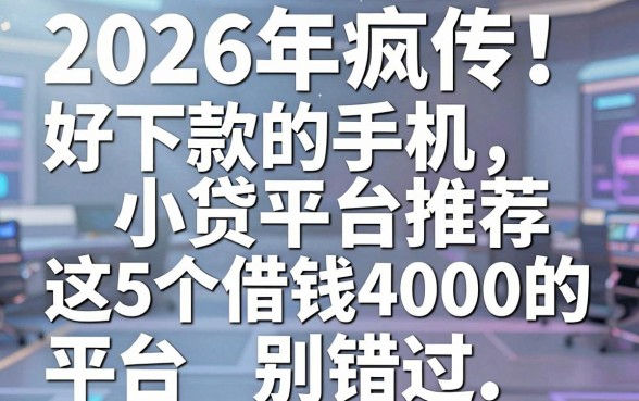 2026年疯传!好下款的手机小贷平台推荐,这5个借钱4000的平台别错过