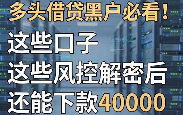 多头借贷黑户必看！这些口子风控解密后还能下款40000