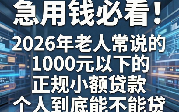 急用钱必看!2026年老人常说的1000元以下的正规小额贷款,个人到底能不能贷?