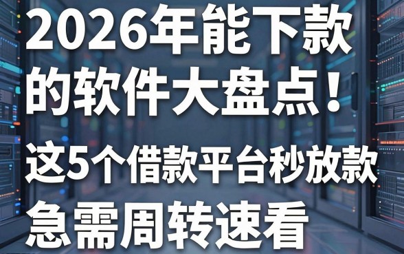 2026年能下款的软件大盘点!这5个借款平台秒放款,急需周转速看