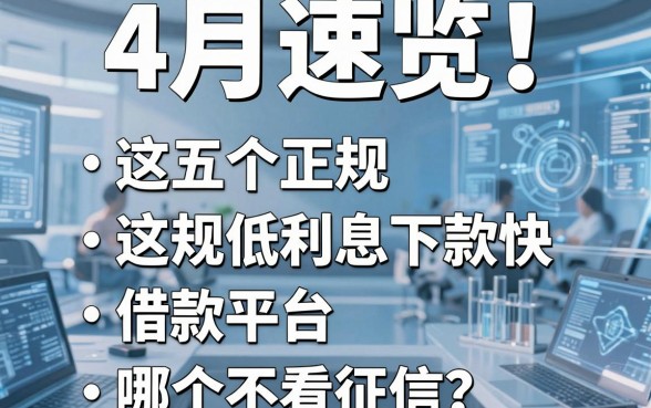 4月速览！这五个正规低利息借款平台下款快，哪个不看征信？