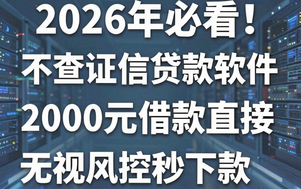 2026年必看!这5个不查证信贷款软件,2000元借款直接无视风控秒下款