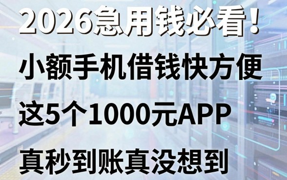 2026急用钱必看!小额手机借钱快方便,这5个1000元APP秒到账真没想到