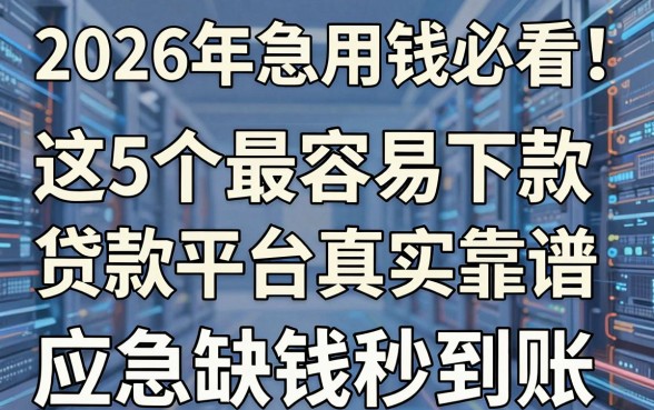 2026年急用钱必看!这5个最容易下款贷款平台真实靠谱,应急缺钱秒到账