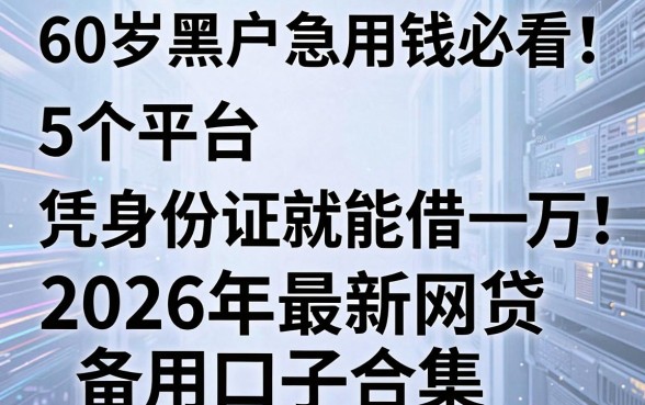 60岁黑户急用钱必看!这5个平台凭身份证就能借一万,2026年最新网贷备用口子合集
