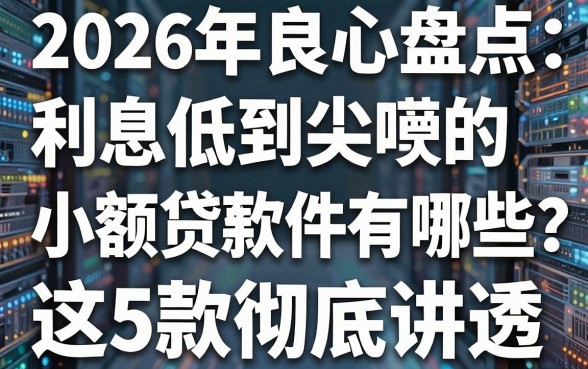 2026年良心盘点:利息低到尖叫的小额贷款软件有哪些?这5款彻底讲透!