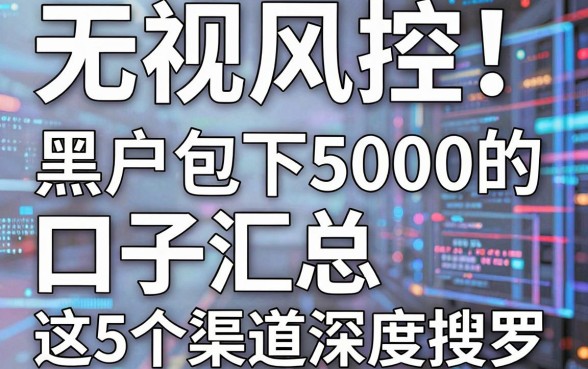无视风控!黑户包下5000的口子汇总,这5个渠道深度搜罗!