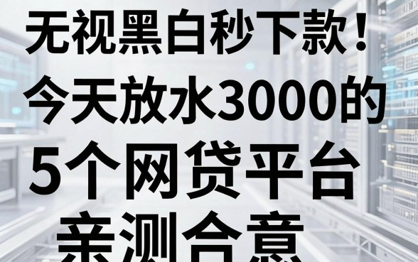 无视黑白秒下款！今天放水3000的5个网贷平台，亲测合意