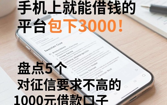 手机上就能借钱的平台包下3000!盘点5个对征信要求不高的1000元借款口子
