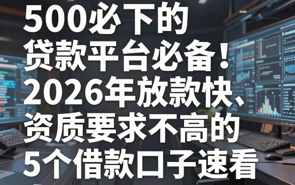 500必下的贷款平台必备!2026年放款快、资质要求不高的5个借款口子速看