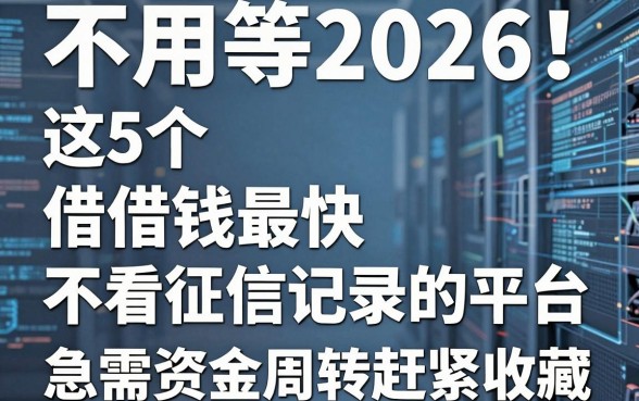 不用等2026！这5个借钱最快不看征信记录的平台，急需资金周转赶紧收藏