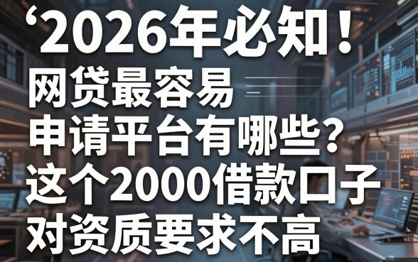 2026年必知!网贷最容易申请平台有哪些?这5个2000借款口子对资质要求不高