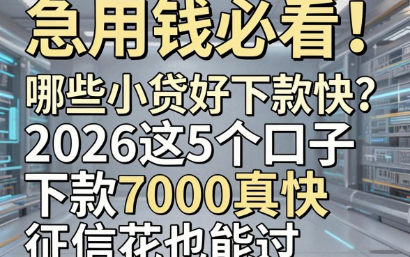急用钱必看!哪些小贷好下款快?2026这5个口子下款7000真快,征信花也能过
