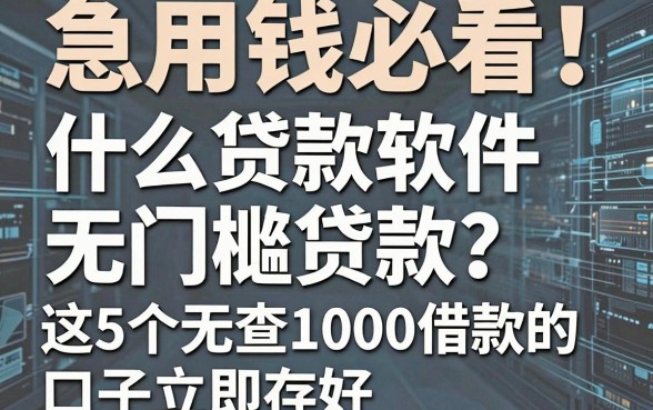 急用钱必看!什么贷款软件无门槛贷款?这5个无查1000借款的口子立即存好