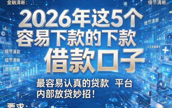 2026年这5个容易下款的借款口子，堪称最容易认真的贷款平台内部放贷妙招！