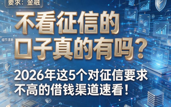 不看征信的口子真的有吗?2026年这5个对征信要求不高的借钱渠道速看!