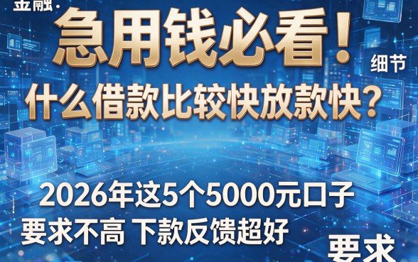 急用钱必看！什么借款比较快放款快？2026年这5个5000元口子要求不高、下款反馈超好