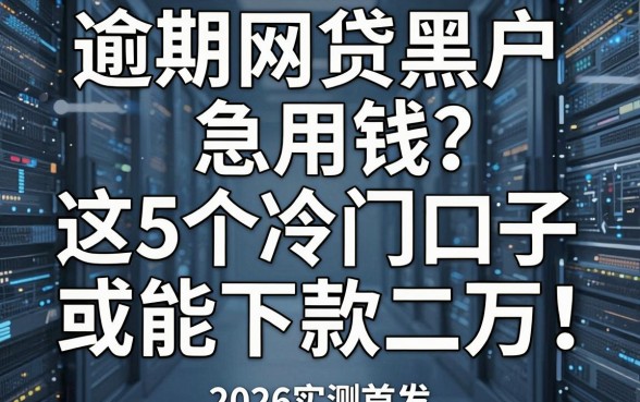 逾期网贷黑户急用钱?这5个冷门口子或能下款二万,2026实测首发