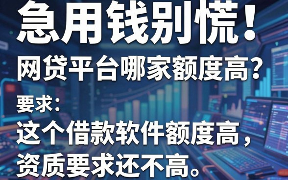 急用钱别慌！网贷平台哪家额度高？这5个借款软件额度高、资质要求还不高