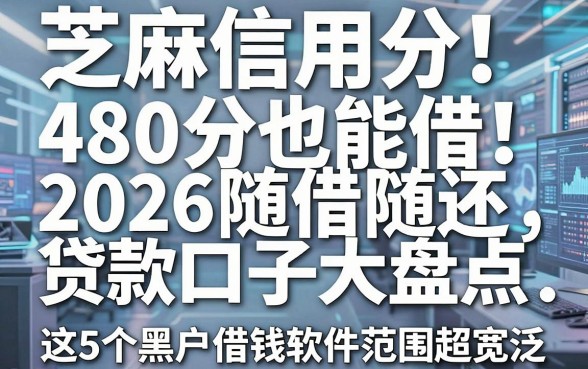 芝麻信用分480分也能借！2026随借随还贷款口子大盘点，这5个黑户借钱软件范围超宽泛