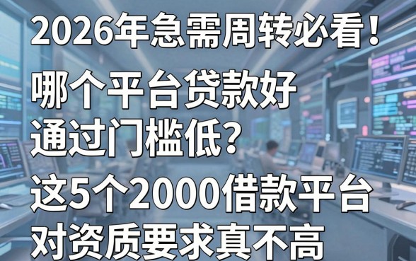 2026年急需周转必看！哪个平台贷款好通过门槛低？这5个2000借款平台对资质要求真不高